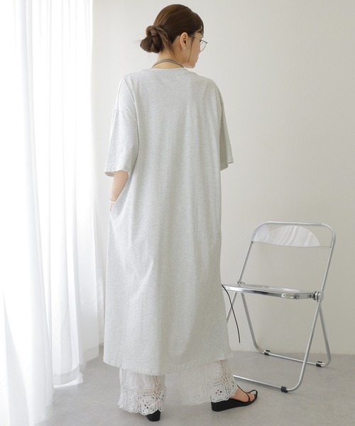 LAULEN（ローレン）の「cotton side slit tee op /コットン サイドスリット 半袖 Tシャツワンピース（ワンピース・レディース・ブラック/ブラウン/グレー・FREE）」の5枚目の写真