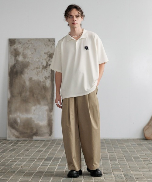 HARE（ハレ）の「シルキーコットンワイドストレートパンツ(HARE)（スラックス・メンズ・ブルー/ブラック/ブラウン・FREE）」の12枚目の写真