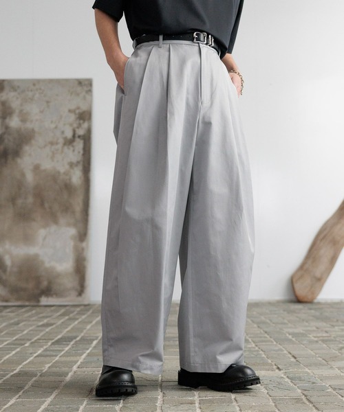 HARE（ハレ）の「シルキーコットンワイドストレートパンツ(HARE)（スラックス・メンズ・ブルー/ブラック/ブラウン・FREE）」の15枚目の写真
