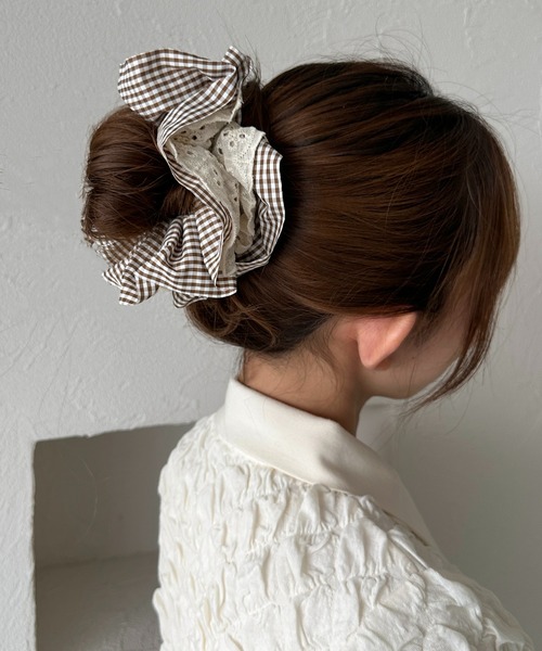 apres jour clair】ギンガムチェックシュシュ（シュシュ）｜apres jour