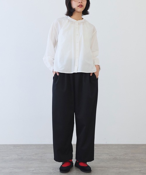 bulle de savon（ビュルデサボン）の「△コットン/シルク lace ギャザーブラウス（シャツ/ブラウス・レディース・ホワイト/ブルーグレー/ブラック・FREE）」の15枚目の写真