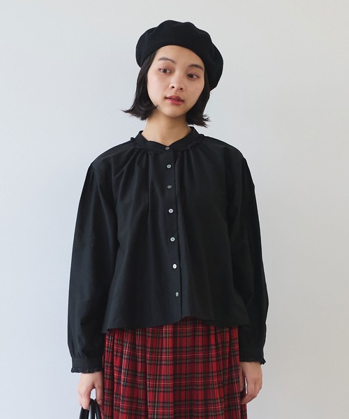 bulle de savon（ビュルデサボン）の「△コットン/シルク lace ギャザーブラウス（シャツ/ブラウス・レディース・ホワイト/ブルーグレー/ブラック・FREE）」の16枚目の写真