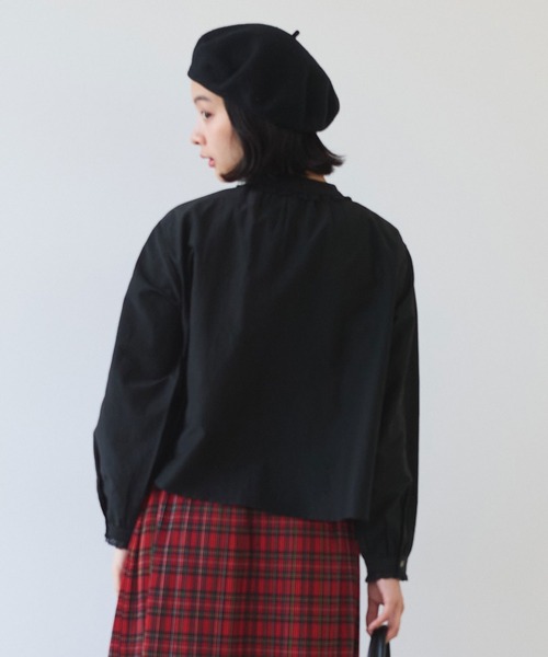 bulle de savon（ビュルデサボン）の「△コットン/シルク lace ギャザーブラウス（シャツ/ブラウス・レディース・ホワイト/ブルーグレー/ブラック・FREE）」の19枚目の写真