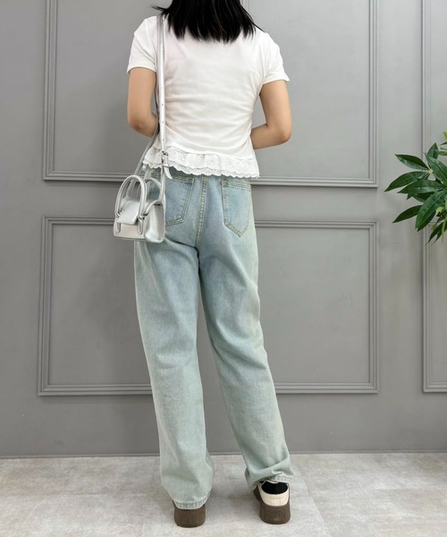 mebole(メボレ)の「lace scarf T-shirt(Tシャツ/カットソー・レディース・ブルー/ホワイト・FREE)」の19枚目の写真