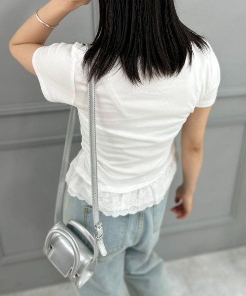 mebole(メボレ)の「lace scarf T-shirt(Tシャツ/カットソー・レディース・ブルー/ホワイト・FREE)」の14枚目の写真