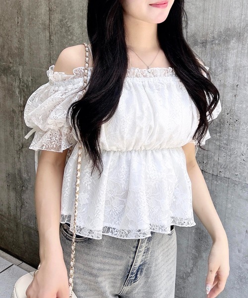 INGNI（イング）の「レースオフショルブラウス（シャツ/ブラウス・レディース・オフホワイト/ブラック/ピンクベージュ・M）」の6枚目の写真
