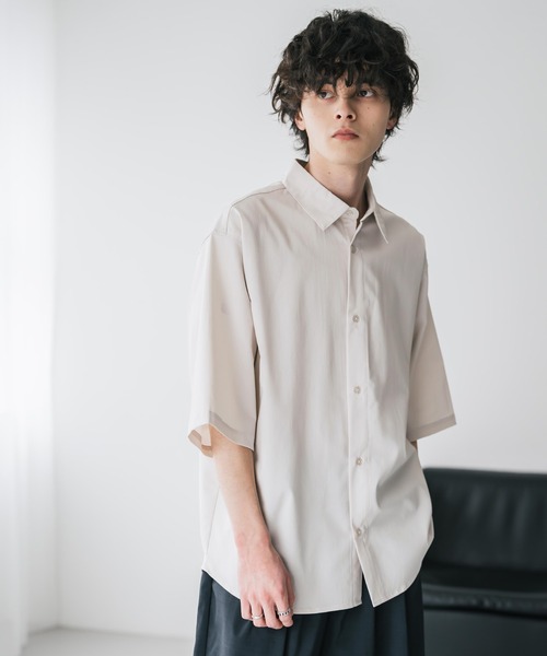 Rocky Monroe(ロッキーモンロー)の「新色追加 接触冷感多機能素材リネンライクオーバーサイズレギュラーカラー半袖シャツ(シャツ/ブラウス・メンズ・オフホワイト/ブラック/カーキ/ブルーグリーン/ネイビー/チャコール/ブラウン・L/M/XL)」の11枚目の写真