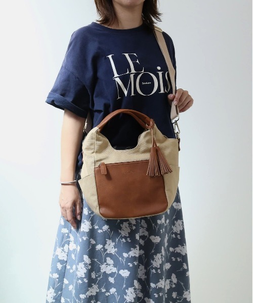 LIZDAYS(リズデイズ)の「LIZDAYS キャンバス×PU2WAYトートバッグ(トートバッグ・レディース・グレー系その他/ベージュ・FREE)」の3枚目の写真
