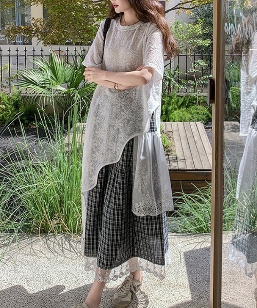 gossip!ロサンゼルス(ゴシップロサンゼルス)の「総レース フロントオープンレイヤリングワンピース(ワンピース・レディース・ホワイト・FREE)」の6枚目の写真