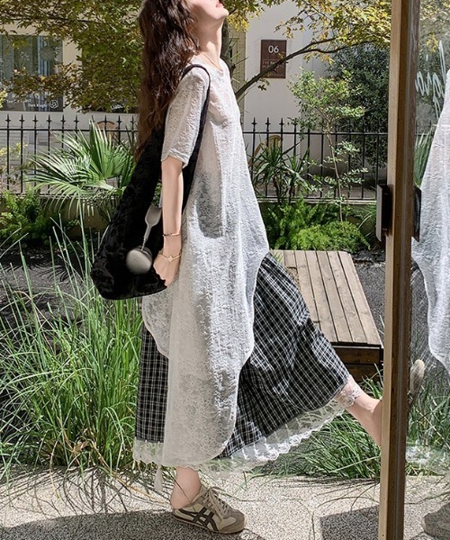gossip!ロサンゼルス(ゴシップロサンゼルス)の「総レース フロントオープンレイヤリングワンピース(ワンピース・レディース・ホワイト・FREE)」の7枚目の写真