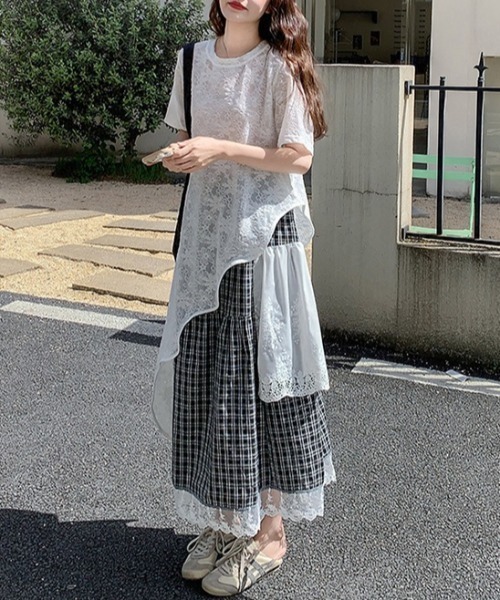 gossip!ロサンゼルス(ゴシップロサンゼルス)の「総レース フロントオープンレイヤリングワンピース(ワンピース・レディース・ホワイト・FREE)」の8枚目の写真