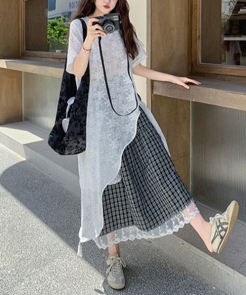 gossip!ロサンゼルス(ゴシップロサンゼルス)の「総レース フロントオープンレイヤリングワンピース(ワンピース・レディース・ホワイト・FREE)」の10枚目の写真