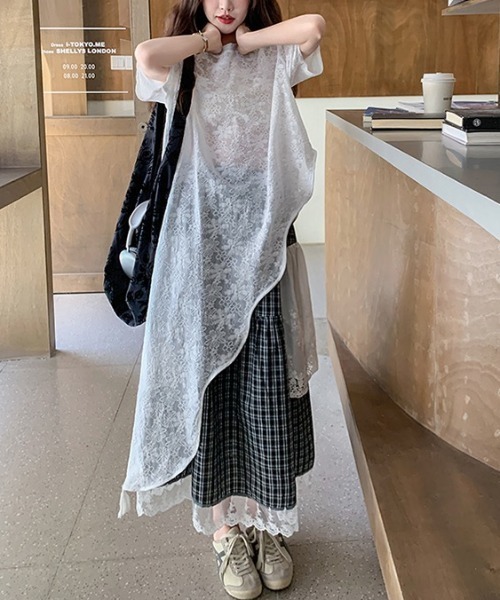 gossip!ロサンゼルス(ゴシップロサンゼルス)の「総レース フロントオープンレイヤリングワンピース(ワンピース・レディース・ホワイト・FREE)」の11枚目の写真