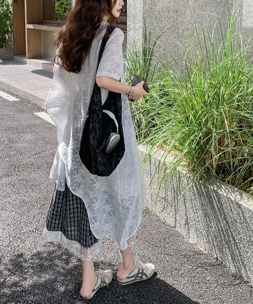 gossip!ロサンゼルス(ゴシップロサンゼルス)の「総レース フロントオープンレイヤリングワンピース(ワンピース・レディース・ホワイト・FREE)」の12枚目の写真