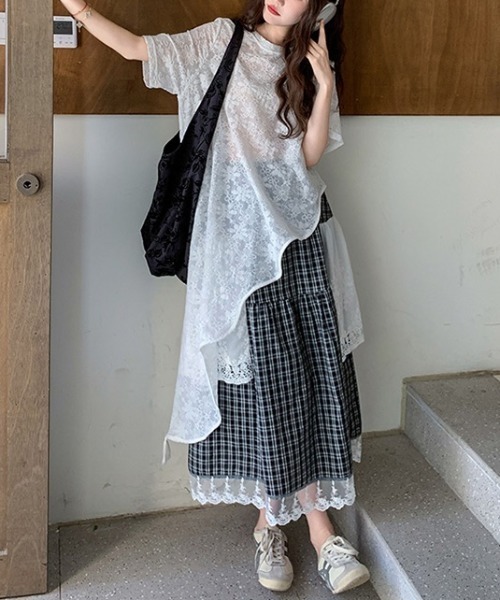 gossip!ロサンゼルス(ゴシップロサンゼルス)の「総レース フロントオープンレイヤリングワンピース(ワンピース・レディース・ホワイト・FREE)」の13枚目の写真