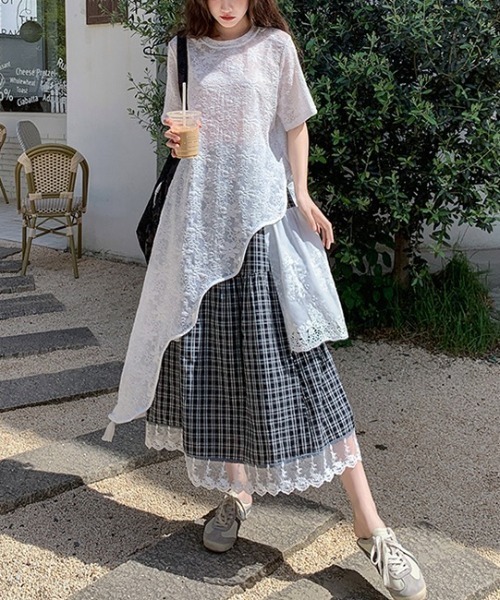 gossip!ロサンゼルス(ゴシップロサンゼルス)の「総レース フロントオープンレイヤリングワンピース(ワンピース・レディース・ホワイト・FREE)」の15枚目の写真