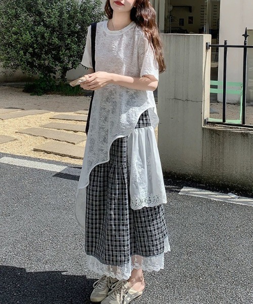 gossip!ロサンゼルス(ゴシップロサンゼルス)の「総レース フロントオープンレイヤリングワンピース(ワンピース・レディース・ホワイト・FREE)」の18枚目の写真