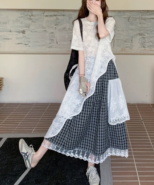 gossip!ロサンゼルス(ゴシップロサンゼルス)の「総レース フロントオープンレイヤリングワンピース(ワンピース・レディース・ホワイト・FREE)」の19枚目の写真