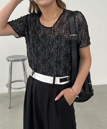 CAPRICIEUX LE'MAGE | 【1枚で二役】レースリバ半袖Tシャツ(Tシャツ/カットソー)