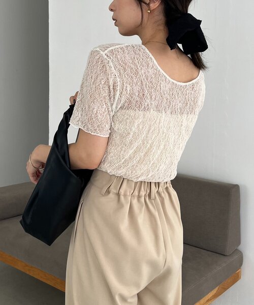 セール】【1枚で二役】レースリバ半袖Tシャツ（Tシャツ