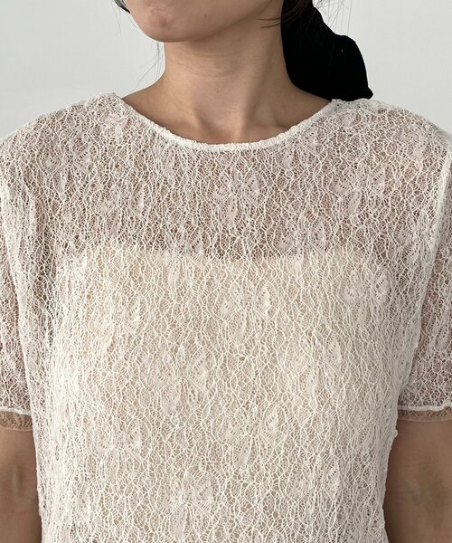 CAPRICIEUX LE'MAGE 【1枚で二役】 レースリバ半袖Tシャツ CAPRICIEUX LE'MAGE tシャツ 「1枚で二役」レースリバ半袖T