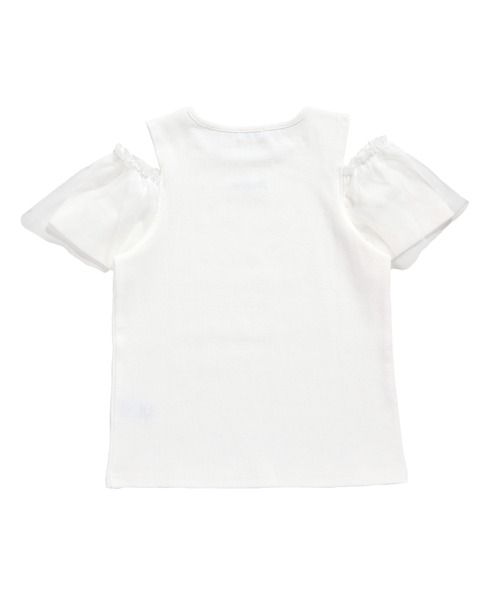 JENNI love(ジェニィラブ)の「そでチュールフリル重ねテレコトップス(Tシャツ/カットソー・キッズ・ピンク/オフホワイト/グレー・130cm/140cm/150cm/160cm)」の14枚目の写真