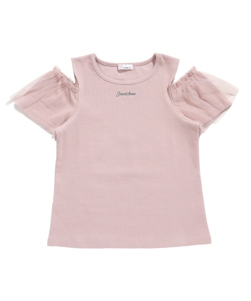 JENNI love(ジェニィラブ)の「そでチュールフリル重ねテレコトップス(Tシャツ/カットソー・キッズ・ピンク/オフホワイト/グレー・130cm/140cm/150cm/160cm)」の17枚目の写真