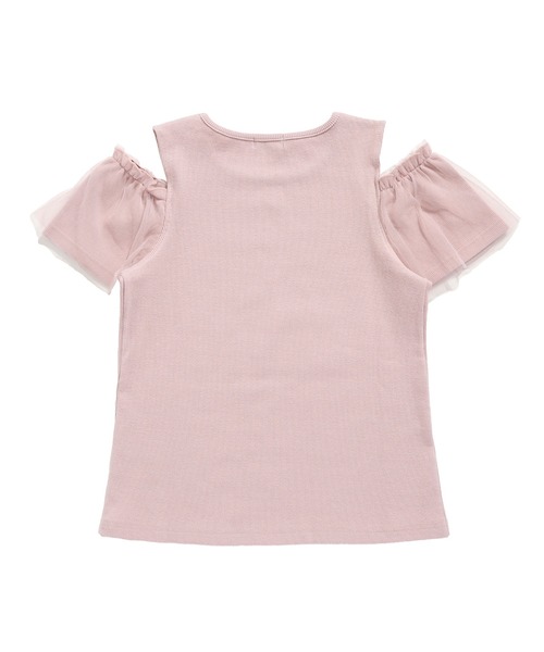 JENNI love(ジェニィラブ)の「そでチュールフリル重ねテレコトップス(Tシャツ/カットソー・キッズ・ピンク/オフホワイト/グレー・130cm/140cm/150cm/160cm)」の18枚目の写真