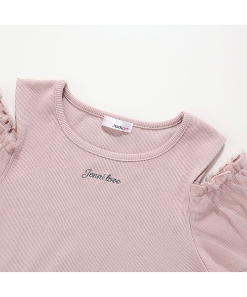 JENNI love(ジェニィラブ)の「そでチュールフリル重ねテレコトップス(Tシャツ/カットソー・キッズ・ピンク/オフホワイト/グレー・130cm/140cm/150cm/160cm)」の19枚目の写真