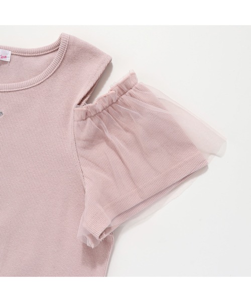 JENNI love(ジェニィラブ)の「そでチュールフリル重ねテレコトップス(Tシャツ/カットソー・キッズ・ピンク/オフホワイト/グレー・130cm/140cm/150cm/160cm)」の21枚目の写真
