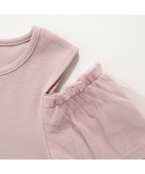 JENNI love(ジェニィラブ)の「そでチュールフリル重ねテレコトップス(Tシャツ/カットソー・キッズ・ピンク/オフホワイト/グレー・130cm/140cm/150cm/160cm)」の22枚目の写真