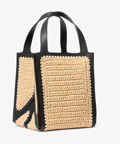 セール】JORDI ハンドクロシェ ストロー & レザー トート スモール