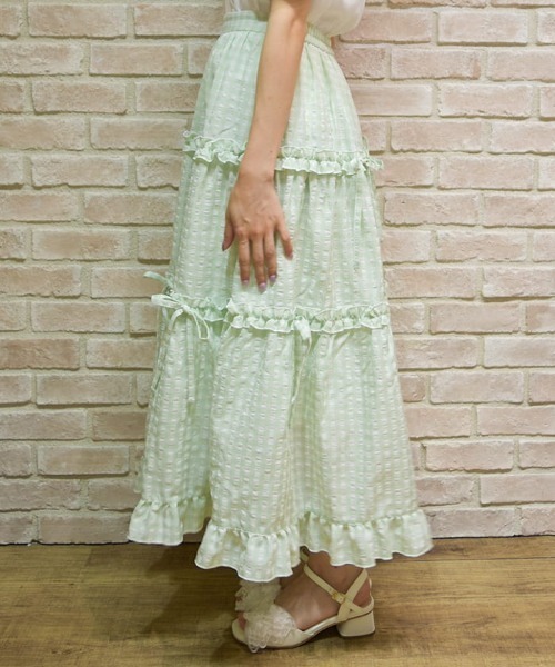 axes femme POETIQUE（アクシーズファムポエティック）の「ギンガムティアードスカート（スカート・レディース・レッド/ピンク/ラベンダー/ミント・MEDIUM）」の6枚目の写真