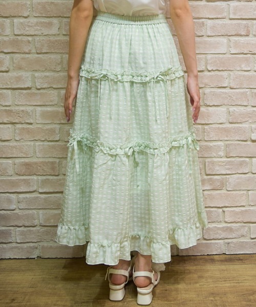 axes femme POETIQUE（アクシーズファムポエティック）の「ギンガムティアードスカート（スカート・レディース・レッド/ピンク/ラベンダー/ミント・MEDIUM）」の7枚目の写真