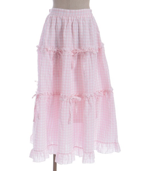 axes femme POETIQUE（アクシーズファムポエティック）の「ギンガムティアードスカート（スカート・レディース・レッド/ピンク/ラベンダー/ミント・MEDIUM）」の9枚目の写真