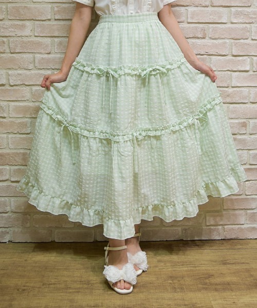 axes femme POETIQUE（アクシーズファムポエティック）の「ギンガムティアードスカート（スカート・レディース・レッド/ピンク/ラベンダー/ミント・MEDIUM）」の5枚目の写真