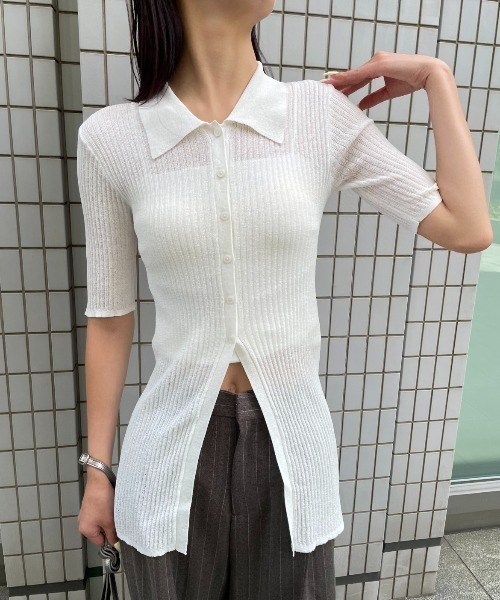 AIC.(エーアイシー)の「シアーリブポロニットトップス(その他トップス・レディース・オフホワイト/ブラック/ブラウン・FREE)」の22枚目の写真