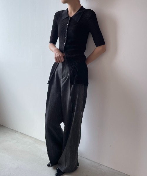 AIC.(エーアイシー)の「シアーリブポロニットトップス(その他トップス・レディース・オフホワイト/ブラック/ブラウン・FREE)」の20枚目の写真