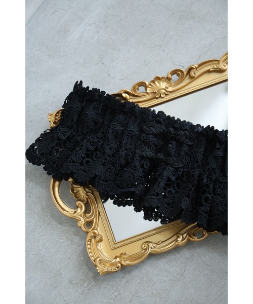 cawaii（カワイイ）の「（黒）ボリュームフリルレースのゴムベルト（ベルト・レディース・ブラック・FREE）」の3枚目の写真