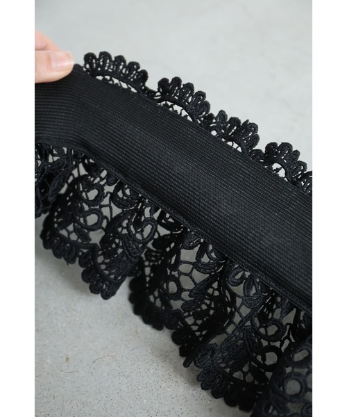 cawaii（カワイイ）の「（黒）ボリュームフリルレースのゴムベルト（ベルト・レディース・ブラック・FREE）」の5枚目の写真
