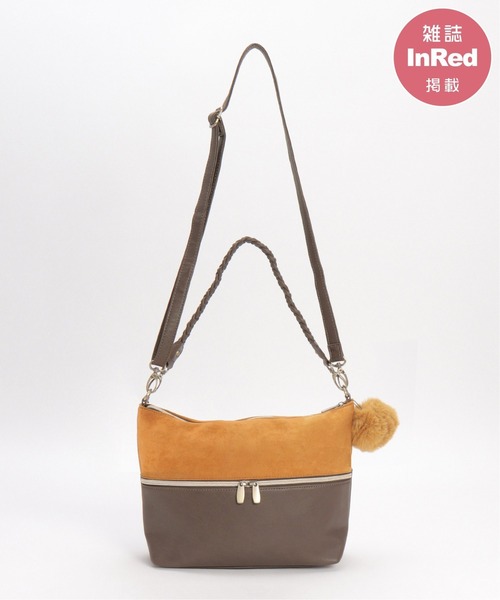 ikka（イッカ）の「【雑誌InRed1月・2月合併号掲載】バイカラー2WAYジップショルダーバッグ（ショルダーバッグ・レディース・ブラック/ブラウン/ライム/ダークベージュ・FREE）」の3枚目の写真