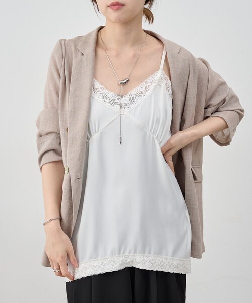 セール】サテンレースキャミソール（キャミソール）｜SHENERY