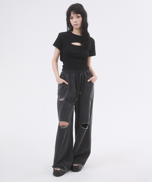 新品未使用　ダイアグラム　レイヤードカットソー セール】ピグメントレイヤードトップス（Tシャツ/カットソー