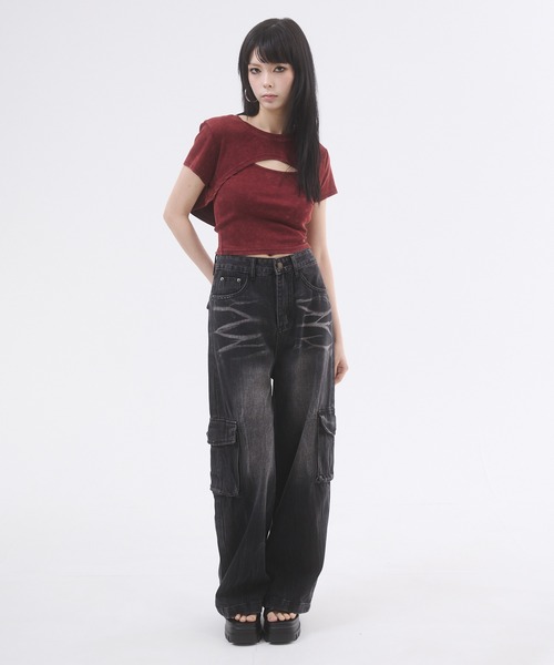 新品未使用 ダイアグラム レイヤードカットソー セール】ピグメントレイヤードトップス(Tシャツ/カットソー