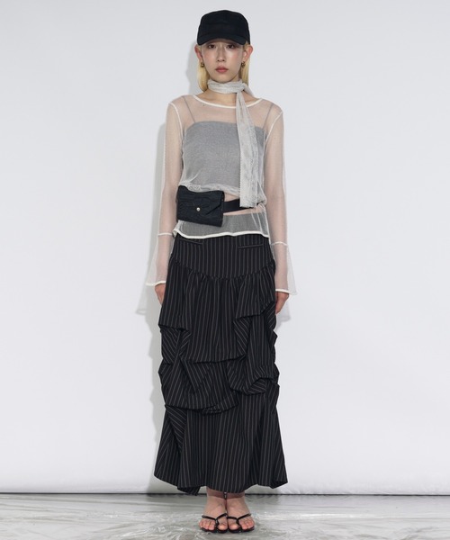Ezick(エジック)の「Glitter mesh bowtie set 2Pメッシュプルオーバー(Tシャツ/カットソー・レディース・オフホワイト/ブラック・FREE)」の21枚目の写真