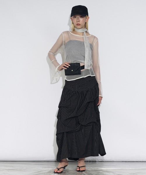Ezick(エジック)の「Glitter mesh bowtie set 2Pメッシュプルオーバー(Tシャツ/カットソー・レディース・オフホワイト/ブラック・FREE)」の22枚目の写真