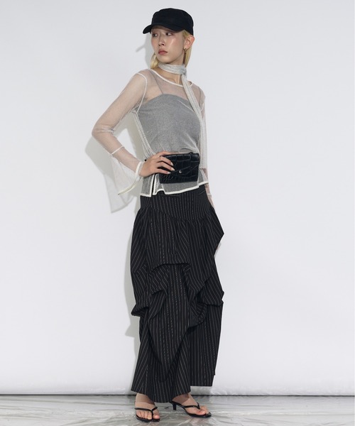 Ezick(エジック)の「Glitter mesh bowtie set 2Pメッシュプルオーバー(Tシャツ/カットソー・レディース・オフホワイト/ブラック・FREE)」の14枚目の写真