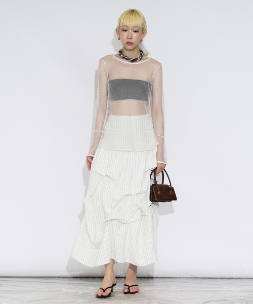 Ezick(エジック)の「Glitter mesh bowtie set 2Pメッシュプルオーバー(Tシャツ/カットソー・レディース・オフホワイト/ブラック・FREE)」の3枚目の写真