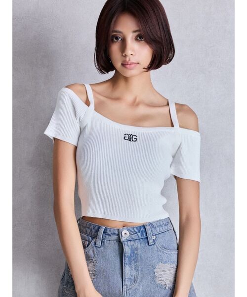 ニット セーター SymmetryGYDA ハーフスリーブニットトップス レディース ジェイダ GYDA SymmetryGYDA MOLDハーフスリーブニットトップス
