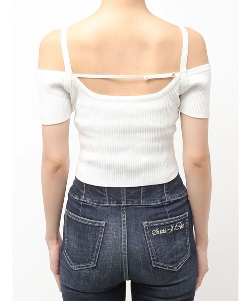 GYDA（ジェイダ）の「SymmetryGYDA オフショルストラップハーフスリーブニットトップス（ニット/セーター・レディース・レッド/オフホワイト/ブラック・FREE）」の11枚目の写真